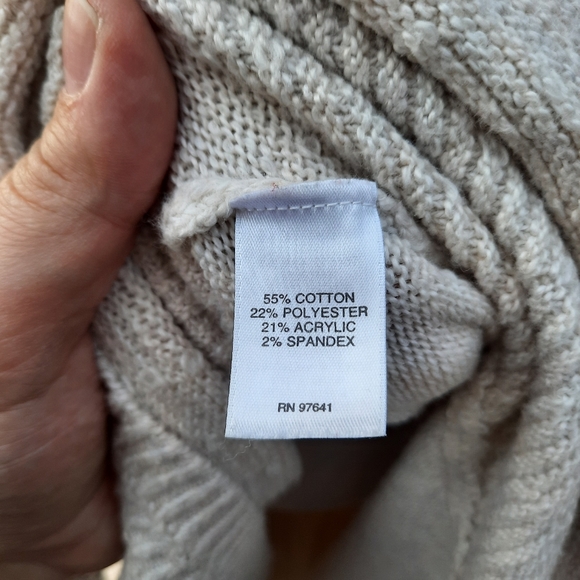 J. Jill Raglan Long Sleeve Waffle Contrast Super Soft Sweater Longline Tan - Picture 7 of 11